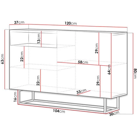 BESTMOBILIER Kyle - Buffet Bas - Bois Et Métal Noir - 120 Cm - Style Industriel Couleur - Bois - Bois 3 BESTMOBILIER Kyle - Buffet Bas - Bois Et Métal Noir - 120 Cm - Style Industriel Couleur - Bois - Bois – Image 3