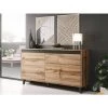 BESTMOBILIER Lord - Buffet Bas - Bois Et Noir - 138 Cm - Style Industriel Couleur - Bois - Bois