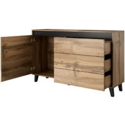 BESTMOBILIER Lord - Buffet Bas - Bois Et Noir - 138 Cm - Style Industriel Couleur - Bois - Bois -Buffet et enfilade Soldes 54347575 2