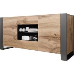 BESTMOBILIER Willow - Buffet Bas - Bois Et Gris - 164 Cm - Style Industriel Couleur - Bois / Gris - Bois / Gris 9 BESTMOBILIER Willow - Buffet Bas - Bois Et Gris - 164 Cm - Style Industriel Couleur - Bois / Gris - Bois / Gris -Buffet et enfilade Soldes 54347640 5