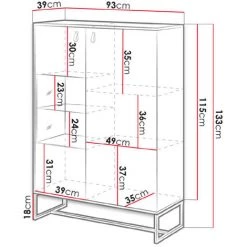 BESTMOBILIER Azra - Buffet Haut - Bois Et Noir - 93 Cm - Style Industriel Couleur - Bois / Gris - Bois / Gris 7 BESTMOBILIER Azra - Buffet Haut - Bois Et Noir - 93 Cm - Style Industriel Couleur - Bois / Gris - Bois / Gris -Buffet et enfilade Soldes 54347735 4