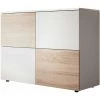 DESIGN AMEUBLEMENT Buffet Bahut 4 Portes | 90 X 68 X 34cm | Couleur Blanc Et Sonoma Finition Mat | Meuble De Rangement | Modèle ZOEL - Blanc