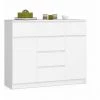 HUCOCO SANTO - Buffet Style Moderne Salon - 120x99x40 - 2 Portes+6 Tiroirs - Blanc