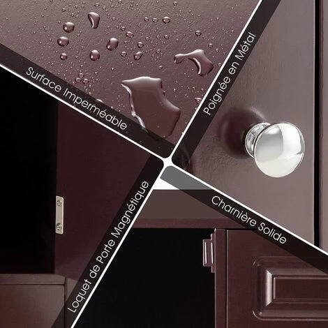 COSTWAY Buffet De Cuisine, Avec Casier à Vin, Etagères, 1 Tiroir Et 2 Armoires, 117 X 40,5 X 82,5 CM Café 3 COSTWAY Buffet De Cuisine, Avec Casier à Vin, Etagères, 1 Tiroir Et 2 Armoires, 117 X 40,5 X 82,5 CM Café – Image 3