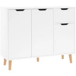 YOUTHUP Buffet Blanc Brillant 90x30x72 Cm Aggloméré - Blanc 6 YOUTHUP Buffet Blanc Brillant 90x30x72 Cm Aggloméré - Blanc -Buffet et enfilade Soldes 54514465 2
