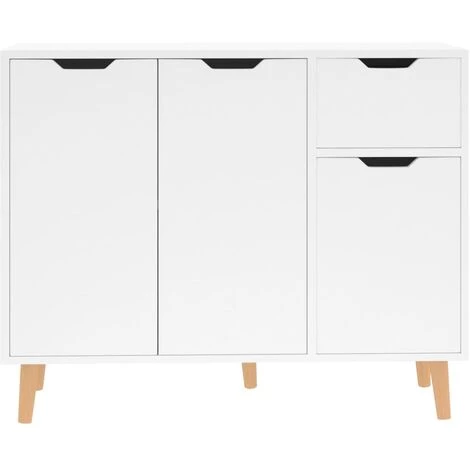 YOUTHUP Buffet Blanc Brillant 90x30x72 Cm Aggloméré - Blanc 3 YOUTHUP Buffet Blanc Brillant 90x30x72 Cm Aggloméré - Blanc – Image 3