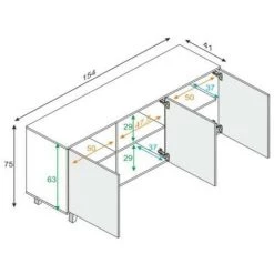 WEBMARKETPOINT Buffet 3 Portes Cm. 154 X 41 X 75 Blanc -Buffet et enfilade Soldes 54514580 3
