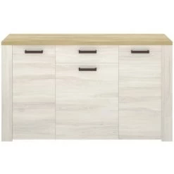 CAESAROO Buffet De Salon 150 Cm Amelia Chêne Blanchi Et Chêne Clair Avec Trois Portes Et Un Tiroir | Chêne Blanchi Et Chêne Clair -Buffet et enfilade Soldes 54569940 3