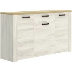 CAESAROO Buffet De Salon 150 Cm Amelia Chêne Blanchi Et Chêne Clair Avec Trois Portes Et Un Tiroir | Chêne Blanchi Et Chêne Clair -Buffet et enfilade Soldes 54569940 5