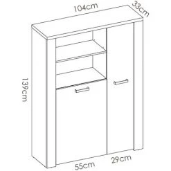 CAESAROO Buffet Haut 139 Cm Amelia Chêne Blanchi Et Chêne Clair Avec Deux Portes Et étagères | Chêne Blanchi Et Chêne Clair 9 CAESAROO Buffet Haut 139 Cm Amelia Chêne Blanchi Et Chêne Clair Avec Deux Portes Et étagères | Chêne Blanchi Et Chêne Clair -Buffet et enfilade Soldes 54569941 5