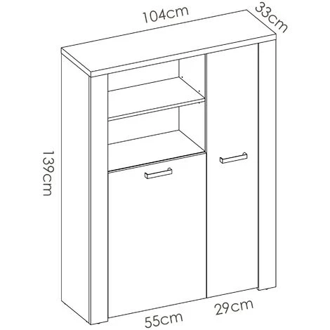 CAESAROO Buffet Haut 139 Cm Amelia Chêne Blanchi Et Chêne Clair Avec Deux Portes Et étagères | Chêne Blanchi Et Chêne Clair 5 CAESAROO Buffet Haut 139 Cm Amelia Chêne Blanchi Et Chêne Clair Avec Deux Portes Et étagères | Chêne Blanchi Et Chêne Clair – Image 5