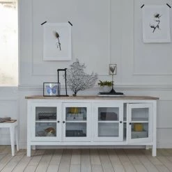BOIS DESSUS BOIS DESSOUS Buffet En Bois D'acajou Et Teck 4 Portes - Blanc