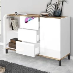 AHD AMAZING HOME DESIGN Buffet 120x40cm 2 Portes 3 Tiroirs Meuble Salon Cuisine Odessa Light 9 AHD AMAZING HOME DESIGN Buffet 120x40cm 2 Portes 3 Tiroirs Meuble Salon Cuisine Odessa Light -Buffet et enfilade Soldes 54641534 5