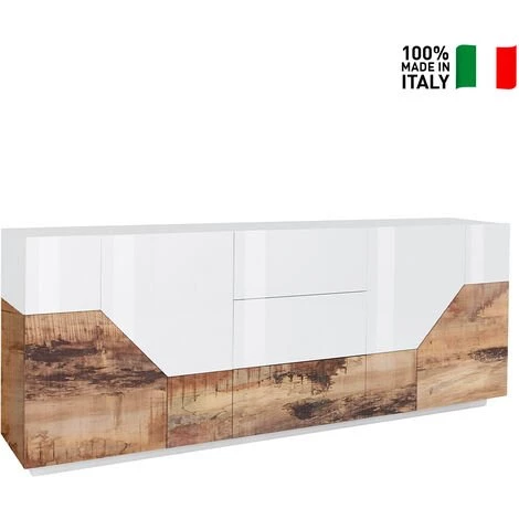 AHD AMAZING HOME DESIGN Buffet Meuble Salon 220x40cm 4 Portes 3 Tiroirs Cuisine Mavis Wood 2 AHD AMAZING HOME DESIGN Buffet Meuble Salon 220x40cm 4 Portes 3 Tiroirs Cuisine Mavis Wood – Image 2