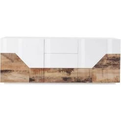 AHD AMAZING HOME DESIGN Buffet Meuble Salon 220x40cm 4 Portes 3 Tiroirs Cuisine Mavis Wood 7 AHD AMAZING HOME DESIGN Buffet Meuble Salon 220x40cm 4 Portes 3 Tiroirs Cuisine Mavis Wood -Buffet et enfilade Soldes 54641540 3