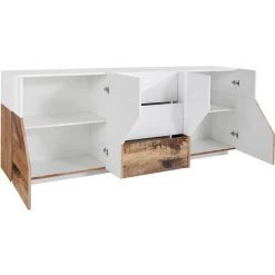 AHD AMAZING HOME DESIGN Buffet Meuble Salon 220x40cm 4 Portes 3 Tiroirs Cuisine Mavis Wood 8 AHD AMAZING HOME DESIGN Buffet Meuble Salon 220x40cm 4 Portes 3 Tiroirs Cuisine Mavis Wood -Buffet et enfilade Soldes 54641540 4