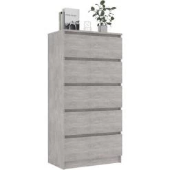 Topdeal Buffet à Tiroirs Gris Béton 60x35x121 Cm Aggloméré FF801413_FR 7 Topdeal Buffet à Tiroirs Gris Béton 60x35x121 Cm Aggloméré FF801413_FR -Buffet et enfilade Soldes 54643707 3