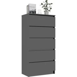 Topdeal Buffet à Tiroirs Noir Brillant 60x35x121 Cm Aggloméré FF801416_FR -Buffet et enfilade Soldes 54644025 3