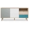 CAESAROO Buffet 150x40 Cm Avana Avec Deux Portes Et Deux Tiroirs Multicouleurs | Multicolor