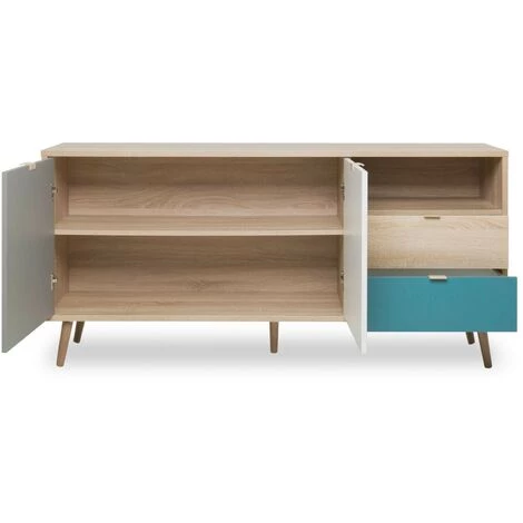 CAESAROO Buffet 150x40 Cm Avana Avec Deux Portes Et Deux Tiroirs Multicouleurs | Multicolor 2 CAESAROO Buffet 150x40 Cm Avana Avec Deux Portes Et Deux Tiroirs Multicouleurs | Multicolor – Image 2