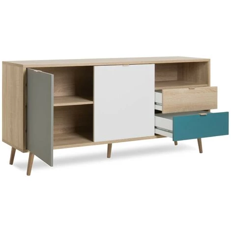CAESAROO Buffet 150x40 Cm Avana Avec Deux Portes Et Deux Tiroirs Multicouleurs | Multicolor 3 CAESAROO Buffet 150x40 Cm Avana Avec Deux Portes Et Deux Tiroirs Multicouleurs | Multicolor – Image 3