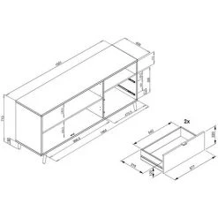 CAESAROO Buffet 150x40 Cm Avana Avec Deux Portes Et Deux Tiroirs Multicouleurs | Multicolor 9 CAESAROO Buffet 150x40 Cm Avana Avec Deux Portes Et Deux Tiroirs Multicouleurs | Multicolor -Buffet et enfilade Soldes 54648430 5