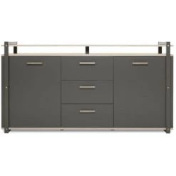 CAESAROO Buffet 180x45 Cm Elba Chêne Clair Et Gris Anthracite Avec Deux Portes Et Trois Tiroirs | Chêne Et Gris