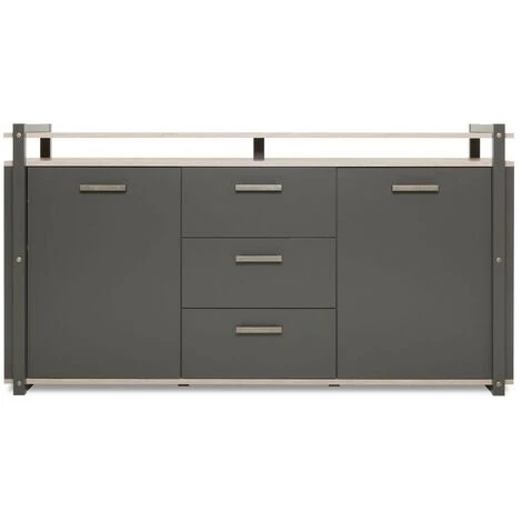 CAESAROO Buffet 180x45 Cm Elba Chêne Clair Et Gris Anthracite Avec Deux Portes Et Trois Tiroirs | Chêne Et Gris 1 CAESAROO Buffet 180x45 Cm Elba Chêne Clair Et Gris Anthracite Avec Deux Portes Et Trois Tiroirs | Chêne Et Gris