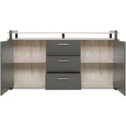 CAESAROO Buffet 180x45 Cm Elba Chêne Clair Et Gris Anthracite Avec Deux Portes Et Trois Tiroirs | Chêne Et Gris 8 CAESAROO Buffet 180x45 Cm Elba Chêne Clair Et Gris Anthracite Avec Deux Portes Et Trois Tiroirs | Chêne Et Gris -Buffet et enfilade Soldes 54648434 4