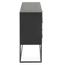 Buffet, Bahut 2 Portes Et 3 Tiroirs En Bois Naturel Et Métal Coloris Noir - Longueur 120 X Hauteur 80 X Largeur 35 Cm -PEGANE- -Buffet et enfilade Soldes 54658502 3