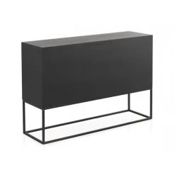 Buffet, Bahut 2 Portes Et 3 Tiroirs En Bois Naturel Et Métal Coloris Noir - Longueur 120 X Hauteur 80 X Largeur 35 Cm -PEGANE- -Buffet et enfilade Soldes 54658502 4