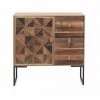 Buffet, Bahut 1 Porte Et 3 Tiroirs En Bois De Sapin Coloris Naturel - Longueur 80 X Hauteur 80 X Largeur 35 Cm -PEGANE-
