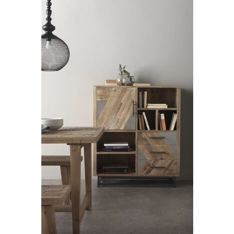 Buffet, Bahut 1 Porte 3 Tiroirs Et 5 Compartiments En Bois De Sapin Coloris Naturel - Longueur 100 X Hauteur 117 X Largeur 43 Cm -PEGANE- 2 Buffet, Bahut 1 Porte 3 Tiroirs Et 5 Compartiments En Bois De Sapin Coloris Naturel - Longueur 100 X Hauteur 117 X Largeur 43 Cm -PEGANE- – Image 2