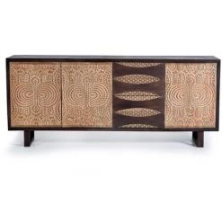 Buffet Bahut En Bois De Manguier Coloris Marron - Longueur 190 X Profondeur 40 X Hauteur 80 Cm -PEGANE-