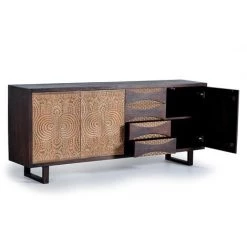 Buffet Bahut En Bois De Manguier Coloris Marron - Longueur 190 X Profondeur 40 X Hauteur 80 Cm -PEGANE- -Buffet et enfilade Soldes 54658629 3