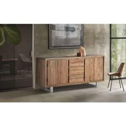 Buffet Bahut En Bois D'acacia Coloris Naturel - Longueur 172 X Profondeur 45 X Hauteur 82 Cm -PEGANE- 9 Buffet Bahut En Bois D'acacia Coloris Naturel - Longueur 172 X Profondeur 45 X Hauteur 82 Cm -PEGANE- -Buffet et enfilade Soldes 54658656 5