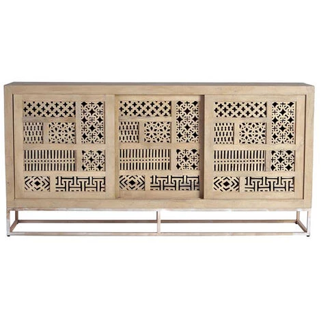 Buffet Bahut En Bois De Manguier Et Métal Coloris Naturel - Longueur 190 X Profondeur 40 X Hauteur 95 Cm -PEGANE- 1 Buffet Bahut En Bois De Manguier Et Métal Coloris Naturel - Longueur 190 X Profondeur 40 X Hauteur 95 Cm -PEGANE-