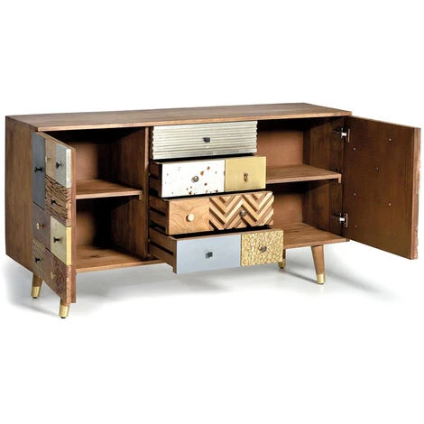 Buffet Bahut En Bois De Manguier Coloris Naturel - Longueur 150 X Profondeur 40 X Hauteur 80 Cm -PEGANE- 4 Buffet Bahut En Bois De Manguier Coloris Naturel - Longueur 150 X Profondeur 40 X Hauteur 80 Cm -PEGANE- – Image 4