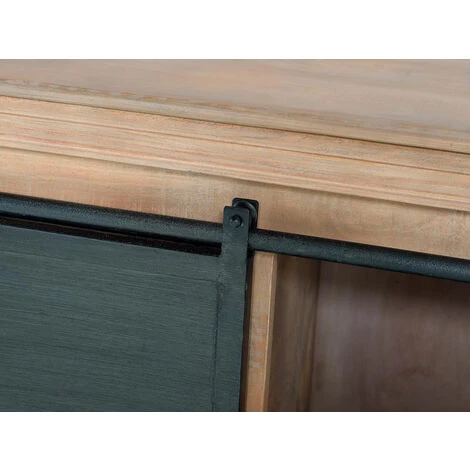 Buffet Bahut En Bois De Manguier Et Métal Coloris Naturel / Gris - Longueur 190 X Profondeur 40 X Hauteur 85 Cm -PEGANE- 3 Buffet Bahut En Bois De Manguier Et Métal Coloris Naturel / Gris - Longueur 190 X Profondeur 40 X Hauteur 85 Cm -PEGANE- – Image 3