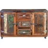Buffet Bahut En Bois Recyclé Multicolore - Longueur 150 X Profondeur 40 X Hauteur 90 Cm -PEGANE-