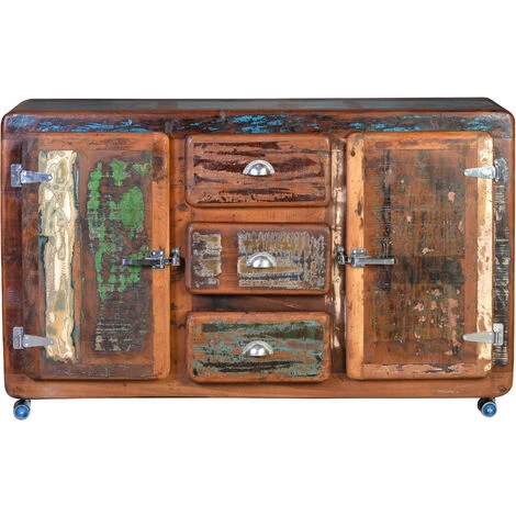 Buffet Bahut En Bois Recyclé Multicolore - Longueur 150 X Profondeur 40 X Hauteur 90 Cm -PEGANE- 1 Buffet Bahut En Bois Recyclé Multicolore - Longueur 150 X Profondeur 40 X Hauteur 90 Cm -PEGANE-