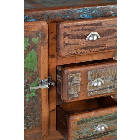 Buffet Bahut En Bois Recyclé Multicolore - Longueur 150 X Profondeur 40 X Hauteur 90 Cm -PEGANE- 2 Buffet Bahut En Bois Recyclé Multicolore - Longueur 150 X Profondeur 40 X Hauteur 90 Cm -PEGANE- – Image 2