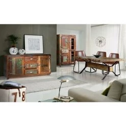 Buffet Bahut En Bois Recyclé Multicolore - Longueur 150 X Profondeur 40 X Hauteur 90 Cm -PEGANE- 6 Buffet Bahut En Bois Recyclé Multicolore - Longueur 150 X Profondeur 40 X Hauteur 90 Cm -PEGANE- -Buffet et enfilade Soldes 54658731 3