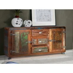Buffet Bahut En Bois Recyclé Multicolore - Longueur 150 X Profondeur 40 X Hauteur 90 Cm -PEGANE- 7 Buffet Bahut En Bois Recyclé Multicolore - Longueur 150 X Profondeur 40 X Hauteur 90 Cm -PEGANE- -Buffet et enfilade Soldes 54658731 4