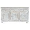 Buffet Bahut En Bois De Manguier Coloris Blanc Vieilli - Longueur 197 X Profondeur 44 X Hauteur 110 Cm -PEGANE-