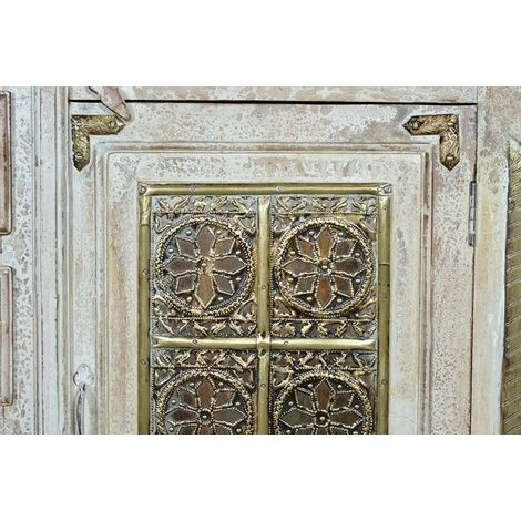 Buffet Bahut En Bois De Manguier Coloris Blanc Vieilli - Longueur 150 X Profondeur 40 X Hauteur 90 Cm -PEGANE- 2 Buffet Bahut En Bois De Manguier Coloris Blanc Vieilli - Longueur 150 X Profondeur 40 X Hauteur 90 Cm -PEGANE- – Image 2