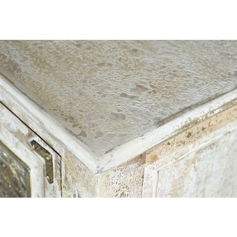 Buffet Bahut En Bois De Manguier Coloris Blanc Vieilli - Longueur 150 X Profondeur 40 X Hauteur 90 Cm -PEGANE- 4 Buffet Bahut En Bois De Manguier Coloris Blanc Vieilli - Longueur 150 X Profondeur 40 X Hauteur 90 Cm -PEGANE- – Image 4