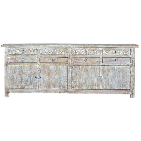 Buffet Bahut En Bois De Manguier Coloris Blanc Vieilli - Longueur 200 X Profondeur 44 X Hauteur 100 Cm -PEGANE- 1 Buffet Bahut En Bois De Manguier Coloris Blanc Vieilli - Longueur 200 X Profondeur 44 X Hauteur 100 Cm -PEGANE-