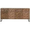 Buffet Bahut En Bois De Manguier / Fer Coloris Marron Foncé - Longueur 170 X Profondeur 42 X Hauteur 80 Cm -PEGANE-