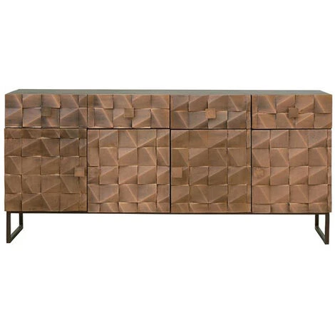 Buffet Bahut En Bois De Manguier / Fer Coloris Marron Foncé - Longueur 170 X Profondeur 42 X Hauteur 80 Cm -PEGANE- 1 Buffet Bahut En Bois De Manguier / Fer Coloris Marron Foncé - Longueur 170 X Profondeur 42 X Hauteur 80 Cm -PEGANE-